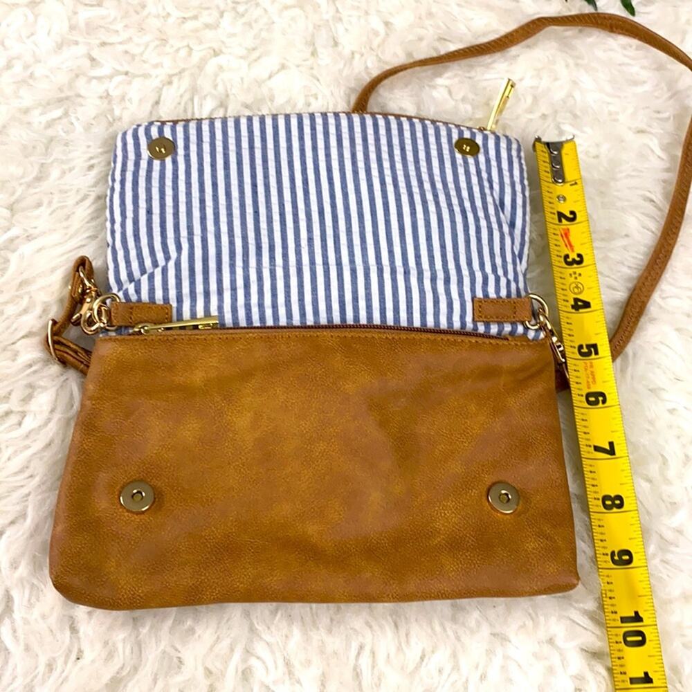VINTAGE Unbraded Cute faux leather crossbody bag STRIPES - Picture 5 of 8